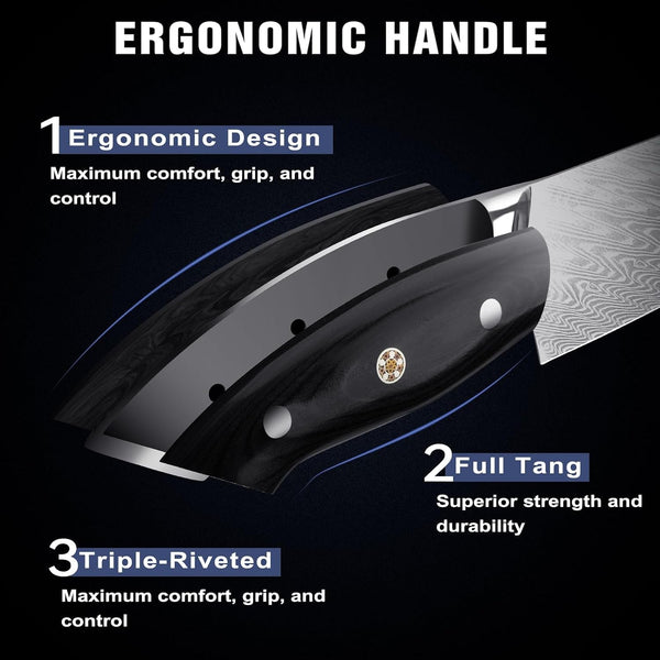 8 Inch Chef Knife, Japanese-Style VG10 Damascus Kitchen Knife, 67-Layer Forged Blade with Black Wood Handle, Razor Sharp Cooking Knife for Meat, Vegetables & Fruit3