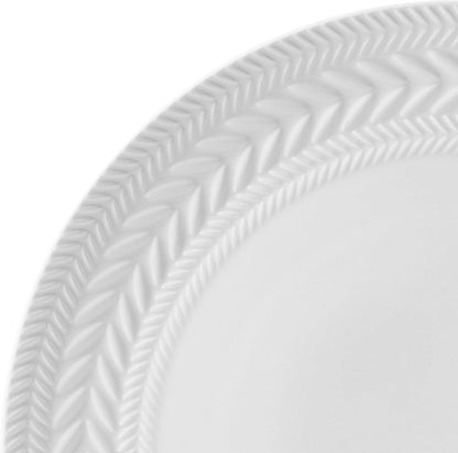 Josephine 24-Piece Dinnerware Set, Porcelain Dish Set with Embossed Basket Weave Design, Service for 8, White Plates and Bowls Sets, Microwave and Dishwasher Safe3