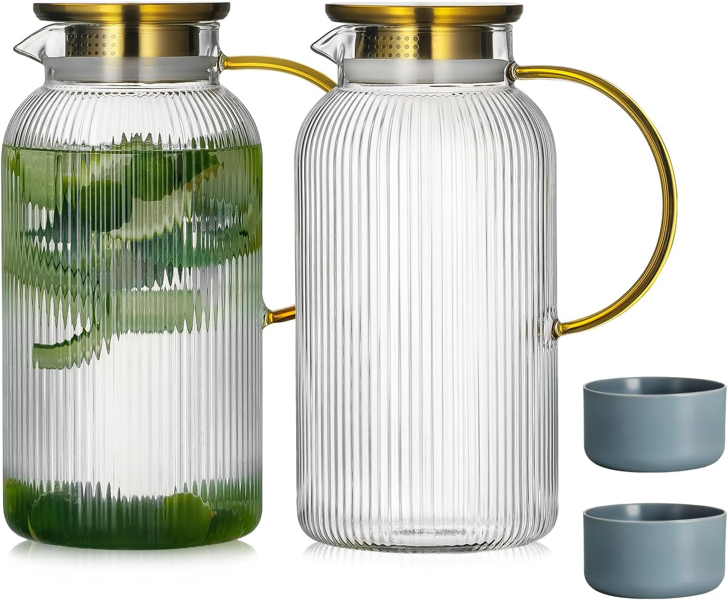 2-pack-glass-pitcher-with-lid-68-oz-glass-carafe-with-silicone-base-2l-classic-vertical-stripes-glass-water-jug-with-handle-glass-water-carafe-for-cold-brew-milk-iced-sun-tea-beverage-cold-hot