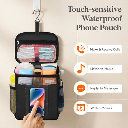 Mesh Shower Caddy, Hanging Bathroom Organizer with PVC Phone Bag4