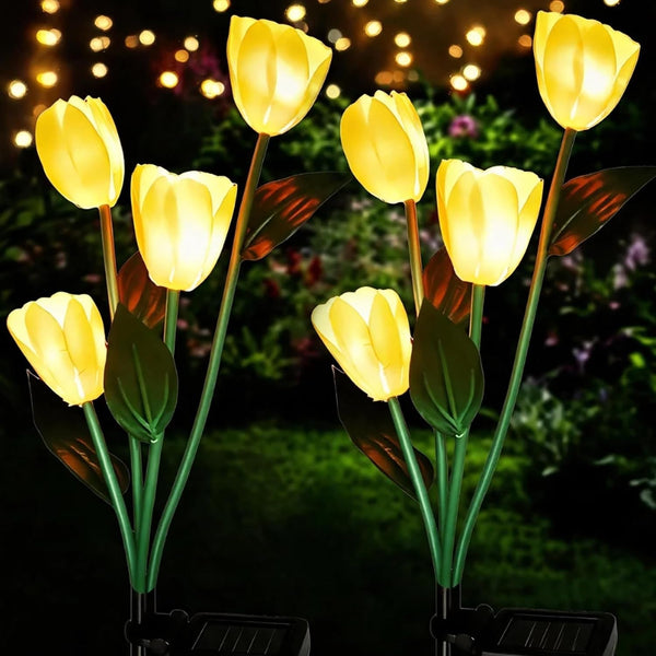 Solar Tulip LED Lights Outdoor 2 Pack 8 Silk Tulip Flowers1