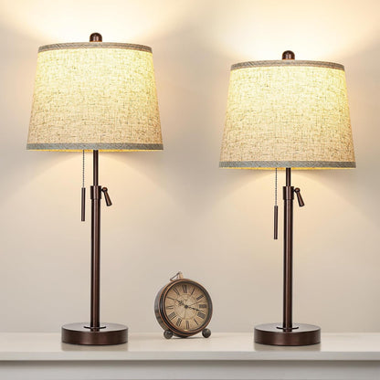 Table Lamps Set of 2, 22" to 30"Adjustable Height Bedside Lamps for Living Room 3 Color Temperatures Tall Nightstand Lamps Modern Brown Table Lamp for Bedroom Office End Table (Bulbs Included)1
