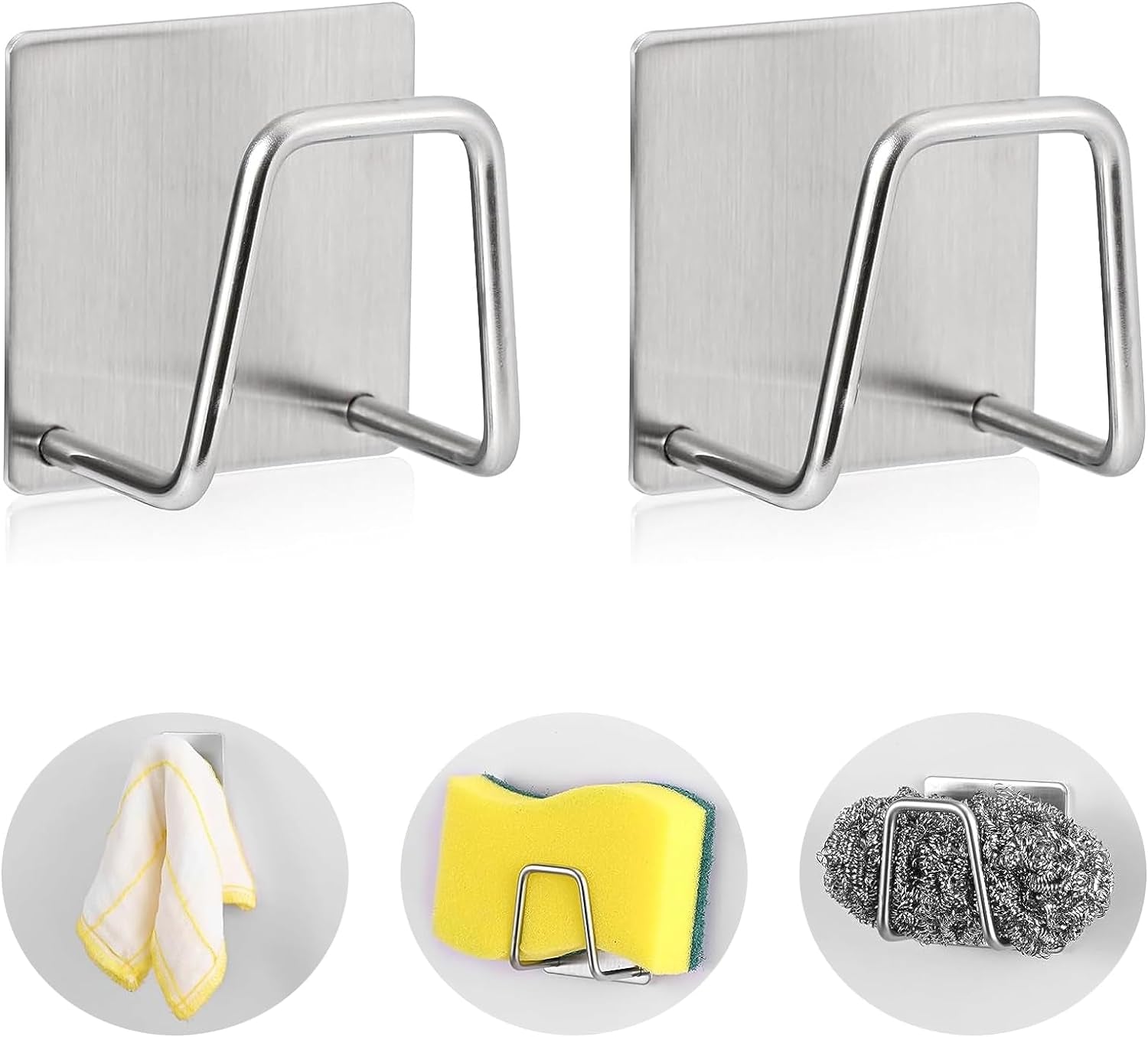 2-pack-stainless-steel-sponge-holder-for-kitchen-sink-rustproof-brushed-sus304-sponge-caddy-organizer-wall-surface-mount-drainage-design-clutter-free-storage