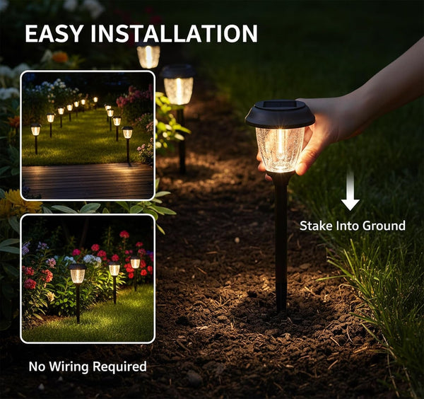 Solar Lights Outdoor 6 PCS, 10/25 LM 2 Lighting Modes Garden Lights6