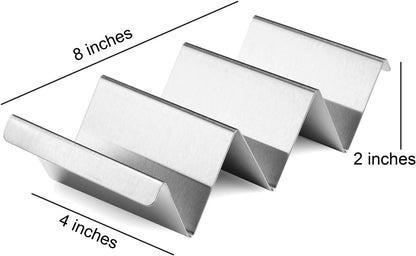 Taco Holders 4 Packs - Stainless Steel Taco Stand Rack Tray Style, Oven Safe for Baking, Dishwasher and Grill Safe2