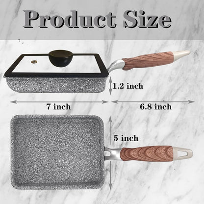 9Pcs Tamagoyaki Pan Set, Japanese Omelette Pan Nonstick with Lid, Square Japanese Egg Skillet Rectangle 7"X5" Grey4