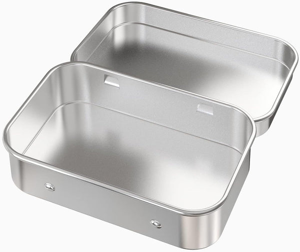 Small Hinged Tin Box Metal Tins Storage Containers, Silver 6Pcs3