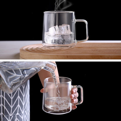 10Oz Glass Coffee Mugs,Double Wall Insulated Glass Mugs with Handle,Clear Espresso Mug for Latte,Cappuccino,Tea Bag,Set of 25