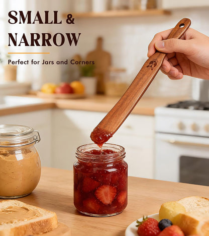 Skinny Spurtle for Sourdough Starter, Mixing, Reaching Bottom of Jar, Dough Whisk, Natural from High Moist Resistance Teak, Spurtles Kitchen Tools Wooden Kitchen Utensils for Nonstick Cookware5