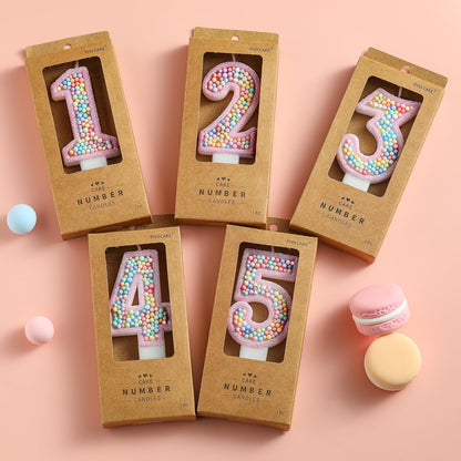 Number 2 Pink Macaron Birthday Candles, Macaron Themed Number Candles, Cake Number Candles, Party Celebration4