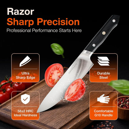 8-Inch Chef Knife- Full Tang- German High Carbon Stainless Steel- G10 Handle with Three Rivet, Multipurpose Kitchen Knife2