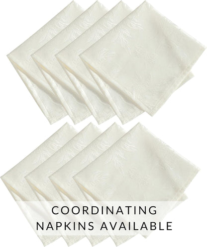 Elegant Woven Leaves Jacquard Damask Tablecloth, Ivory - 60" W X 84" L Oval5