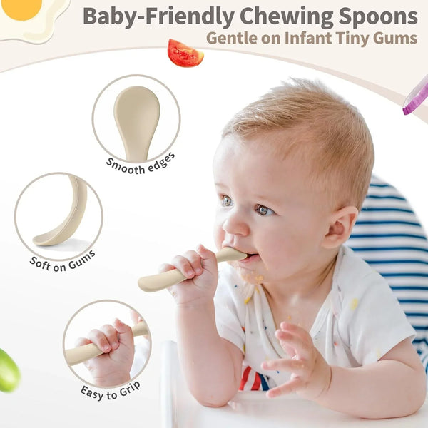 8 Pcs Silicone Baby Spoons Infant Utensils for First Stage Feeding | Soft Chewable Tips Soothe Gums, Encourages Self-Feeding, Ideal for Infant Led Weaning , Bpa-Free, Dishwasher & Boil-Safe3