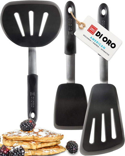 DI ORO Chef Series Silicone Turner Spatula Set - 600F Heat Resistant, 3-Pc1