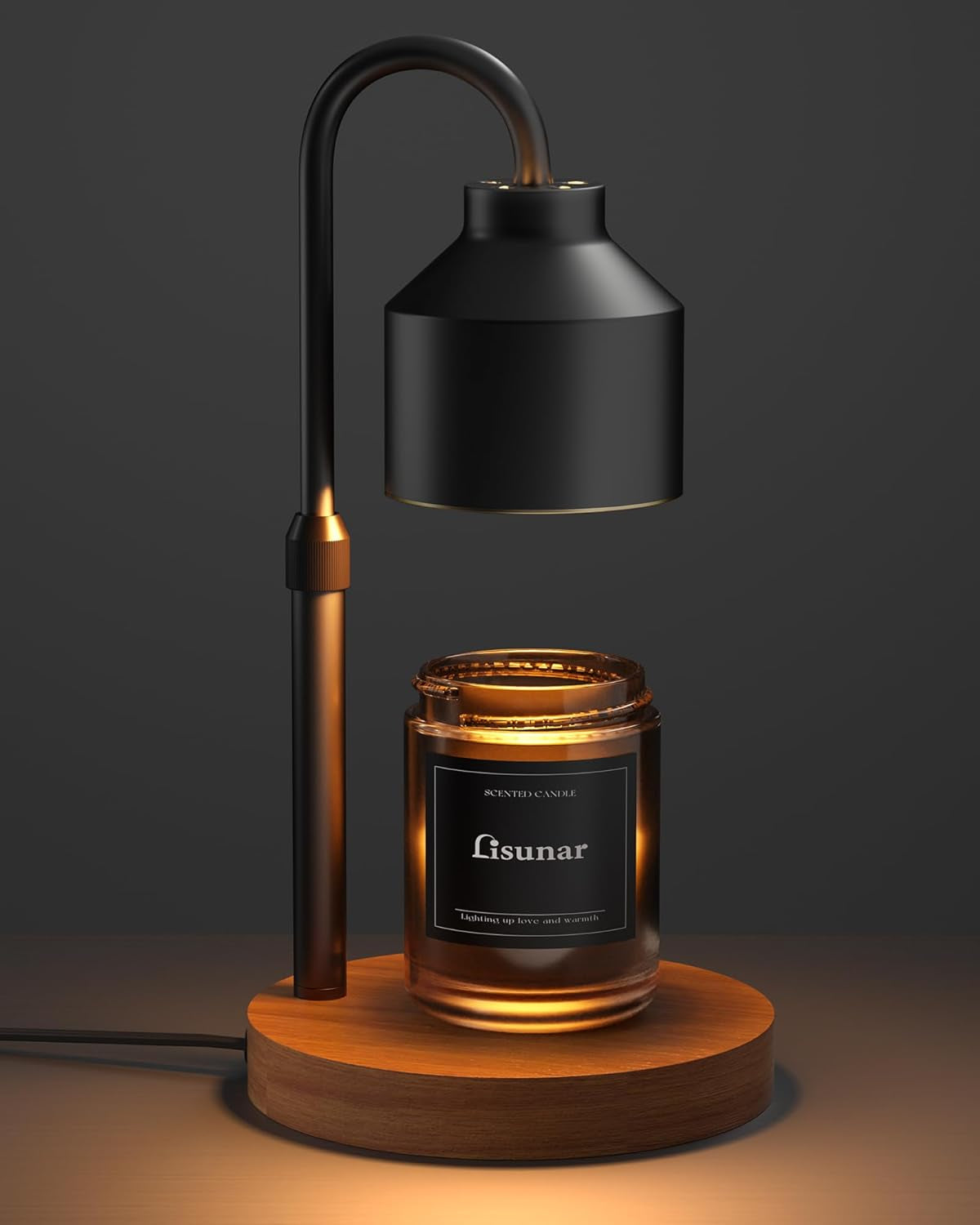 electric-candle-warmer-lamp-black-candle-lamp-warmer-with-timer-wax-warmer-lamp-for-jar-candles-adjustable-height-candle-light-warmer-with-2-bulbs