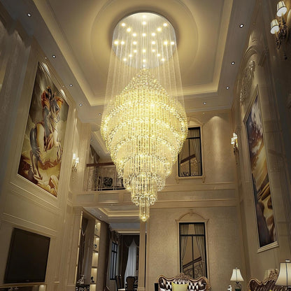 D59''X H120'' Extra Large Chandeliers for High Ceilings Crystal Raindrop Chandeliers Large Villa Chandelier Entrance Foyer Ceiling Light LED Dimmable 2700K-6000K1