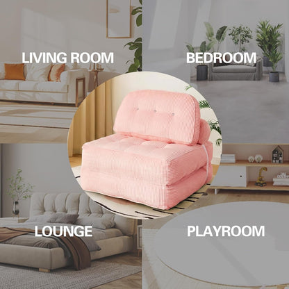 Futon Sofa Bed Chair - Convertible Sleeper Bed for Small Space, No Assembly Required, Space-Saving, Breathable & Sweat-Wicking for Post-Workout Recovery, Yoga Stretch, Lounging, Gaming, Naps4