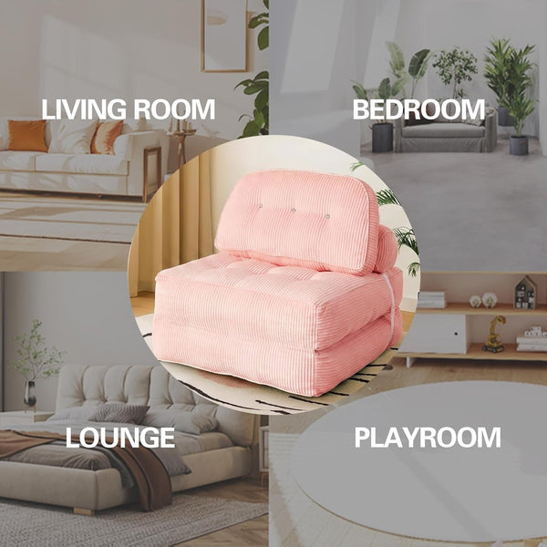 Futon Sofa Bed Chair - Convertible Sleeper Bed for Small Space, No Assembly Required, Space-Saving, Breathable & Sweat-Wicking for Post-Workout Recovery, Yoga Stretch, Lounging, Gaming, Naps4