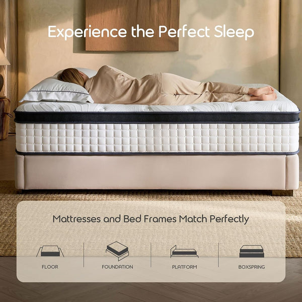 Queen Size Hybrid Memory Foam Mattress 12" Medium Firm,Motion Isolation7
