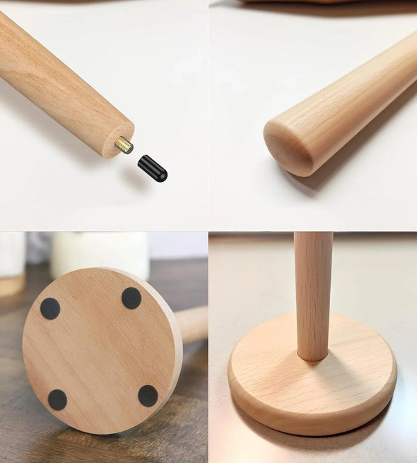 Wooden Paper Towel Holder Countertop - Solid Freestanding Paper Towel Dispenser Stand with Non-Slip Base2