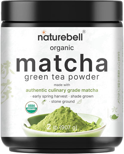 Organic Matcha Green Tea Powder, 2 Pounds | Unsweetened with Zero Sugar, Culinary Grade, Potent Early Harvest, Fine Stone Ground – Vegan, All Purpose, Great for Matcha Latte1