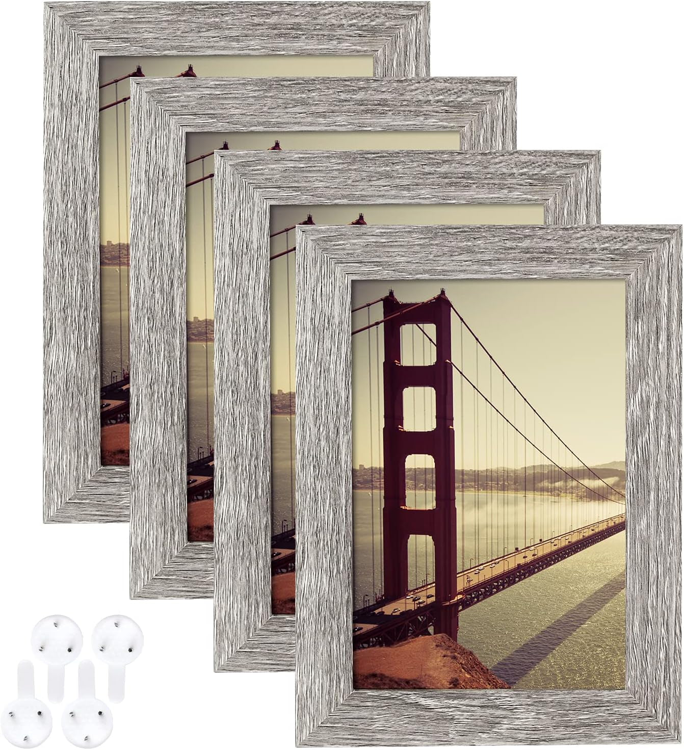 4x6-picture-frame-rustic-grey-wood-pattern-set-of-4-display-photos-3-5x5-with-mat-or-4x6-without-mat-horizontal-and-vertical-formats-for-wall-and-table-mounting