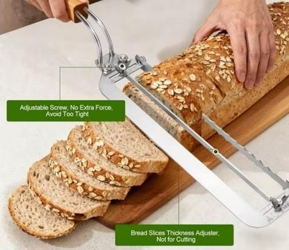 2026 Upgrade Adjustable Bread Knife, Bread Slicer for Homemade & Sourdough Loaves, Razor-Sharp Cutter for Crusty Sourdough & Baguette with Precision Thickness Guide, Best for Bakers (Yellow)2