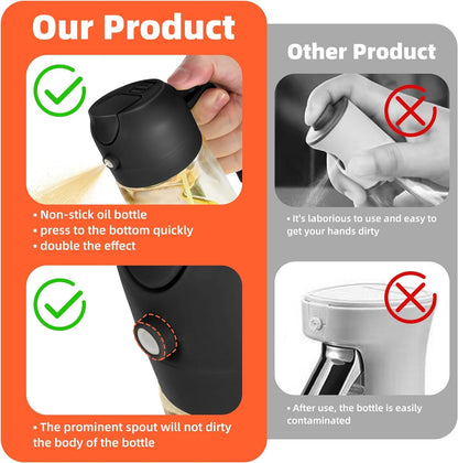 16Oz/470Ml Glass Olive Oil Sprayer for Cooking – 2 in 1 Olive Oil Dispenser Bottle for Kitchen Gadgets and Air Fryer Accessories, Salad, BBQ - Black7