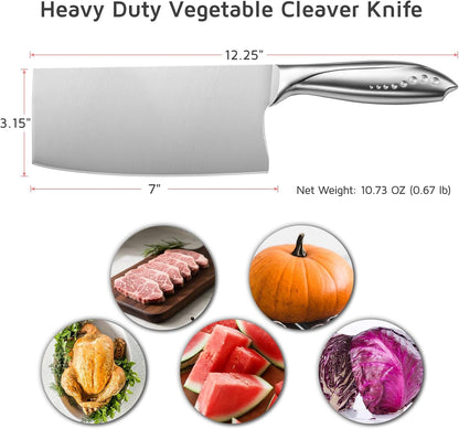 7 Inch Stainless Steel Meat Butcher Cleaver, Chinese Chef Knife8