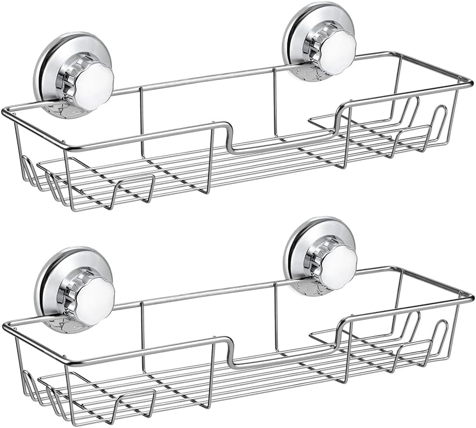 strong-suction-cup-shower-caddy-bath-shelf-storage-with-4-side-hooks-combo-organizer-basket-for-shampoo-conditioner-soap-razor-bathroom-accessories-chrome-2-count