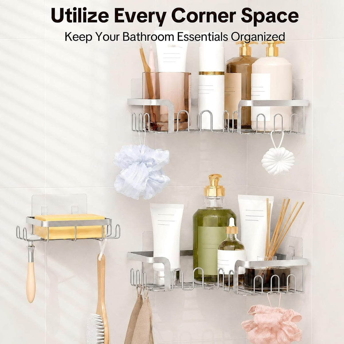 corner-shower-caddy-3-pack-wall-mounted-adhesive-shower-caddy-with-soap-holder-and-24-hooks-no-drill-rustproof-stainless-steel-shower-shelf-for-inside-shower-silver