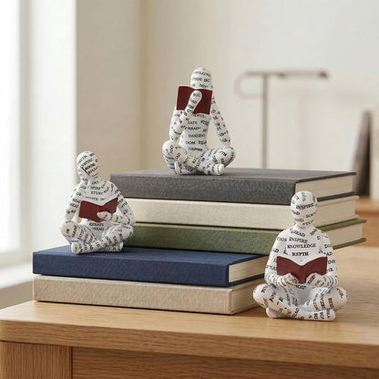 Bookshelf Decor Thinker Statue Set of 3, Abstract Reading Figurines for Bookcase, Reading Nook Decor, Office Bookshelf Decor, Living Room, Coffee Table, Shelf, Desk Decor3