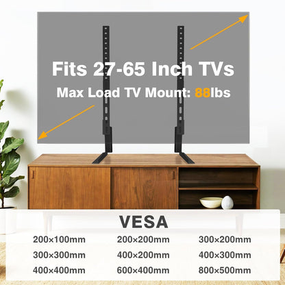 TAVR Universal Table Top TV Stand for 27-65 Inch Tvs Holds up to 88 Lbs | Height Adjustable TV Legs, Strong TV Base, Max VESA 800X500Mm, Black7