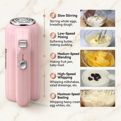Hand Mixer, 5-Speed Electric Whisk with Turbo Boost Includes 6 Stainless Steel Attachments - Great Stand Mixer Alternative for Baking Cakes, Bread & More3