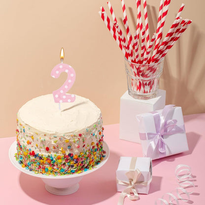 Pink Birthday Candles for Girls, Pink Mouse Cake Topper Decorations, Oh Twodles Birthday Party Supplies, Mini Mouse Cupcake Decor, Cartoon-Themed Items (Number 2)6