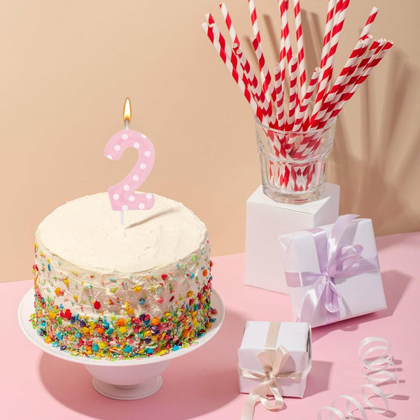 Pink Birthday Candles for Girls, Pink Mouse Cake Topper Decorations, Oh Twodles Birthday Party Supplies, Mini Mouse Cupcake Decor, Cartoon-Themed Items (Number 2)6