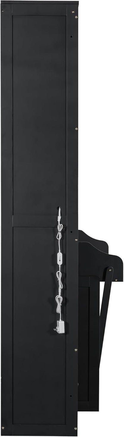 Queen Murphy Bed with Desk and Storage & LED Light, Solid Wood Hideaway Murphy Wall Bed with Storage Shelves Bookcase and Drawers for Adults Bedroom Office Library (Queen,Black)9