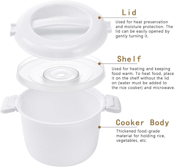 Microwave Rice Cooker1.63 Quart, Microwave Steamer for Vegetables, Micro Cookware for Grains, Pasta & Potatoes - BPA Free, Dishwasher Safe (1.63Quart)5