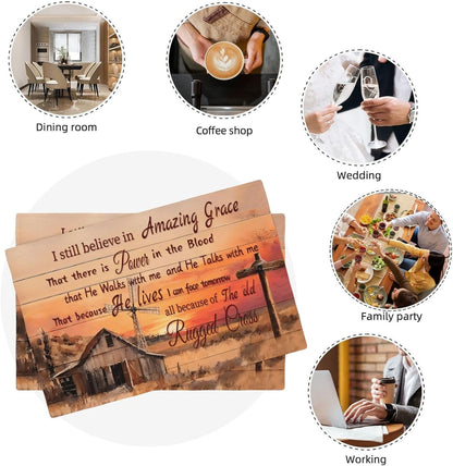 Christian Placemats Set of 4,Bible Verse Scripture Table Mats Place Mats for Kitchen Dining Table Decoration, Christian Home Decor 12X18 Inch7