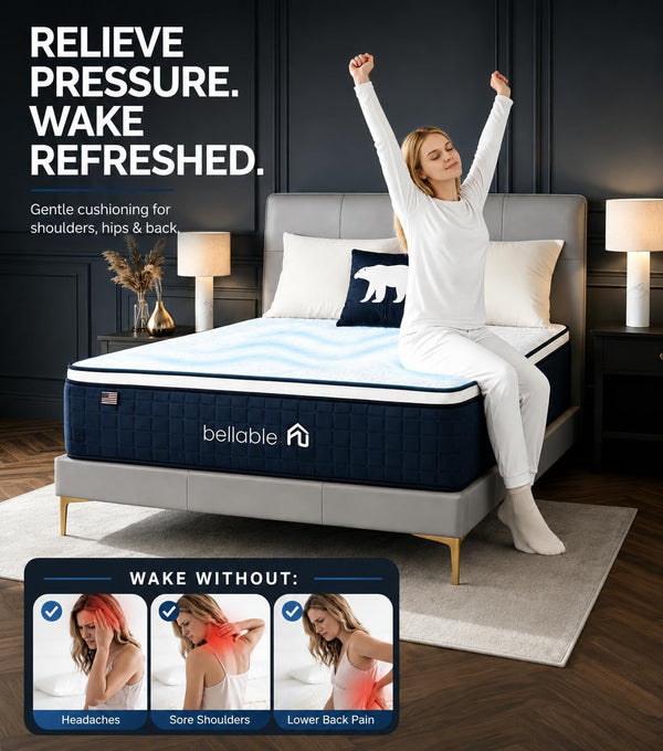 Full XL Mattress, 14 Inch Fiberglass-Free Full Mattress with Cooling Gel Memory Foam & Pocket Springs, Medium Firm for Pressure Relief, Excellent Edge Support, Motion Isolation, Back Neck Pain Relief3