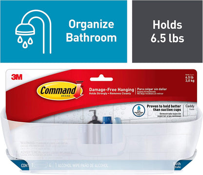 Shower Caddy, Clear Frosted, 1-Caddy, 4-Water Resistant Strips, Organize Damage-Free2