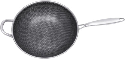 12 Inch Stainless Steel Wok Pan with Lid, Honeycomb Coating Woks & Stir-Fry Pans Nonstick Wok Induction Wok Set Chinese Wok No Chemical Coated Wok for Induction, Electric, Gas, Halogen5