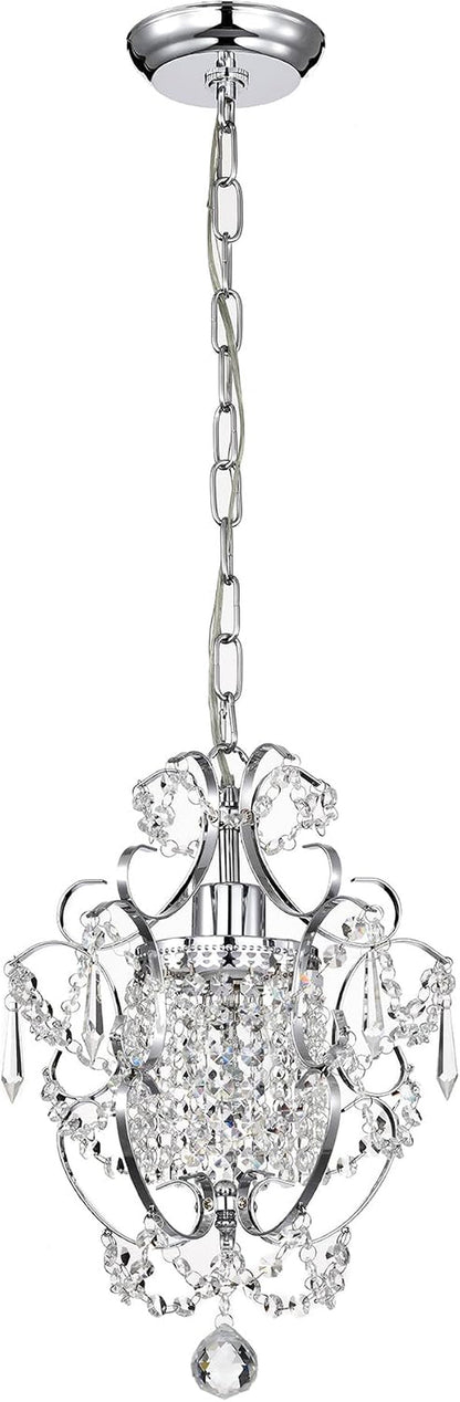 Amorette Mini Chandelier Chrome Crystal Chandeliers, 1 Light Modern Elegant Glam Ceiling Light Fixture Chrome, Adjustable Hanging Lighting for Closet, Bedroom, Girls Room, Kitchen Island7