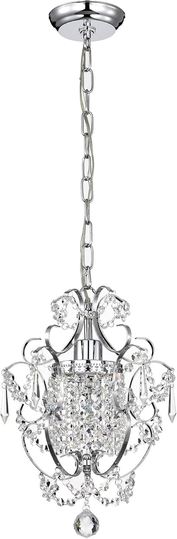 Amorette Mini Chandelier Chrome Crystal Chandeliers, 1 Light Modern Elegant Glam Ceiling Light Fixture Chrome, Adjustable Hanging Lighting for Closet, Bedroom, Girls Room, Kitchen Island7