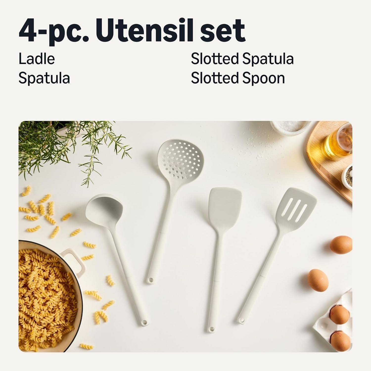 silicone-cooking-spoon-ladle-and-spatula-set-4-piece-slotted-soft-grip-handle-bpa-free-dishwasher-safe-linen-gray