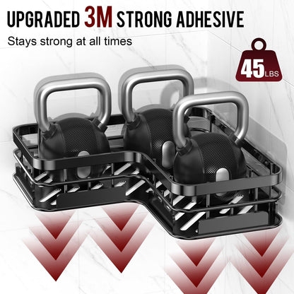 Large Capacity Shower Caddy, Heavy-Duty Adhesive Shower Organizers with Custom Aesthetic Design Soap, No Drilling Corner Shower Shelves, 5 Hooks for Bathroom Accessories - 3 Pack8