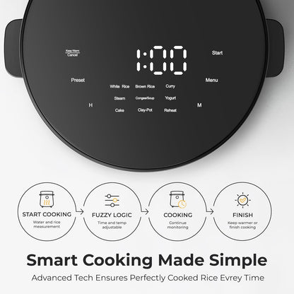 Compact Mini Rice Cooker Small Kitchen 3-Cup (Uncooked) / 6-Cup (Cooked), Non Stick Ceramic Inner Pot Rice Maker, 24H Timer Delay, Auto Keep Warm, 9 Functions Multicooker for Brown Rice, Steam, Soup4