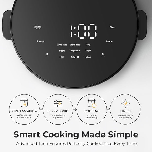 Compact Mini Rice Cooker Small Kitchen 3-Cup (Uncooked) / 6-Cup (Cooked), Non Stick Ceramic Inner Pot Rice Maker, 24H Timer Delay, Auto Keep Warm, 9 Functions Multicooker for Brown Rice, Steam, Soup4