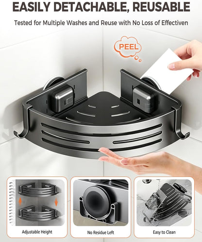 Corner Shower Caddy Suction Cups, No-Drilling Corner Shower Shelf8
