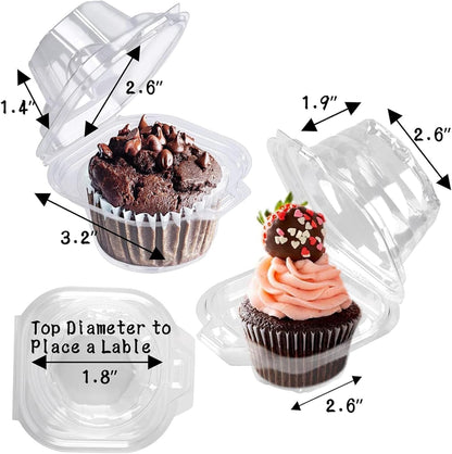 50 Pack Individual Cupcake Containers Plastic Cupcake Boxes Stackable | Individual Plastic Boxes, Holders, Stackable Shape, Deep Cover, Carrier Use, for Birthdays, Bake Sales, Family Parties3
